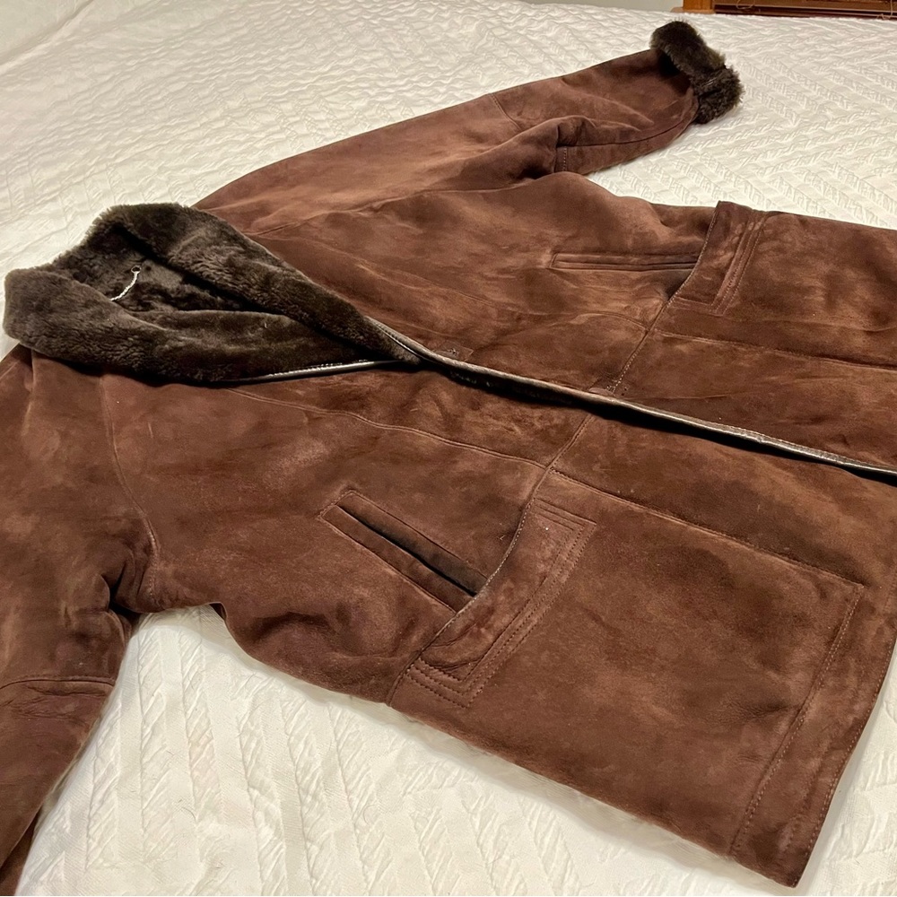 Vintage 80’s Women Sheepskin Raglan Sleeve Coat Brown